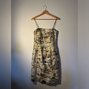 Metallic Gold & Silver JS Collections Cocktail Dress with Spaghetti Straps